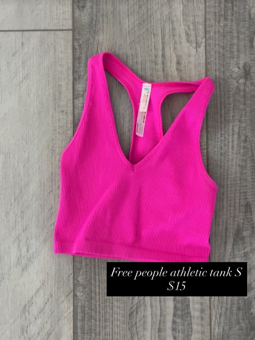 Free People Hot Pink Ribbed Racerback Crop Tank